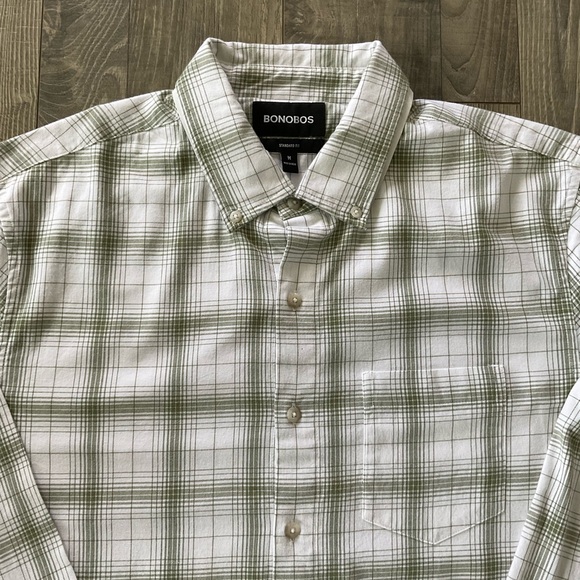 NWOT Bonobos Washed Button Down Long Sleeve Shirt
Men’s MEDIUM
Olive Green White - Picture 3 of 6
